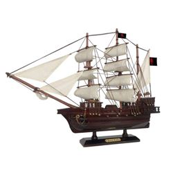 Wooden Ed Low's Rose Pink White Sails Pirate Ship Model 20"