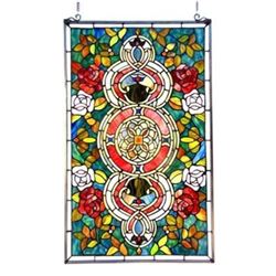 Tiffany-glass Victorian Window Panel 20x32