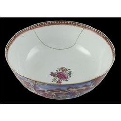 Large 18thc Qianlong Famille Rose Mandarin Bowl