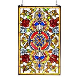 Tiffany-glass Victorian Window Panel 20x32