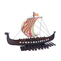 Wooden Viking Drakkar Model Boat 14"