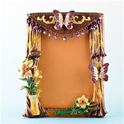 Curtains with Butterfly and Flowers Russian Antique Style Picture Frame 5.5 Inches x 4.5 Inches