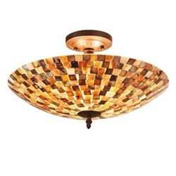 SHELLEY Mosaic 2 Light Semi-flush Ceiling Fixture 16" Shade