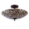 Image 2 : SHELLEY Mosaic 2 Light Semi-flush Ceiling Fixture 16" Shade