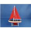 Image 7 : Wooden It Floats 12" - Red with Red Sails Floating Sailboat Model
