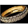 Image 1 : Bangle Bracelet Hinged Honeycomb Design Paved with Crystals