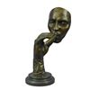 Image 1 : Abstract Bronze Sculpture of Man's Face Smoking Cigar 15" x 8"