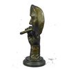 Image 2 : Abstract Bronze Sculpture of Man's Face Smoking Cigar 15" x 8"