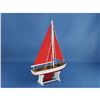Image 2 : Wooden It Floats 12" - Red with Red Sails Floating Sailboat Model