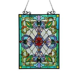 Tiffany-glass Victorian Window Panel 18x25