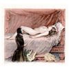 Nude Blonde Girl Divan Sofa Lyre Music Paul E. Becat Vintage Art Print ~matted