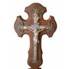 Image 1 : Antique French Hand Carved Walnut Cross Panel & Christ Crucifix