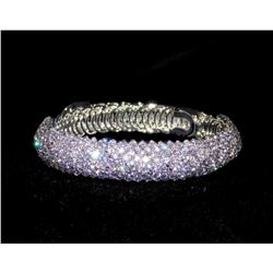 Flexible Silver Clear Rhinestone Crystal Bridal Bracelet Cuff