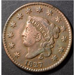 1827 LARGE CENT, XF BETTER DATE