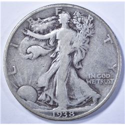 1938-D FINE WALKING LIBERTY HALF DOLLAR