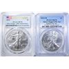 Image 1 : 2016 & 2012-W SILVER EAGLES PCCGS MS-70