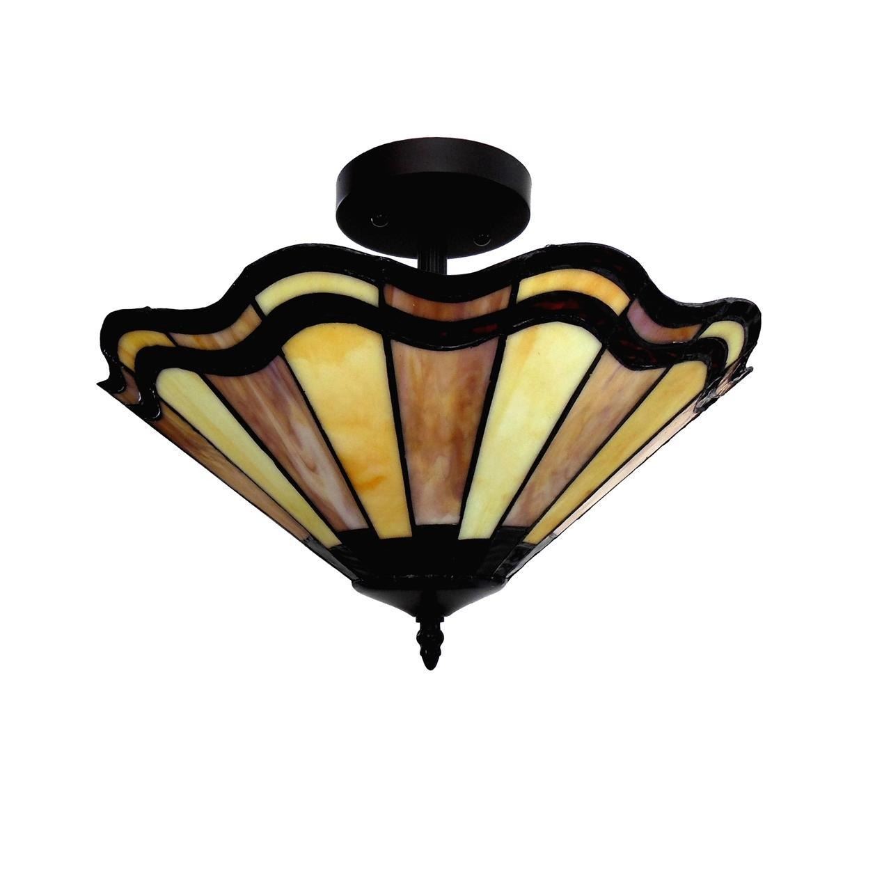 Tiffany Style 2 Light Semi Flush Ceiling Fixture 16 Shade