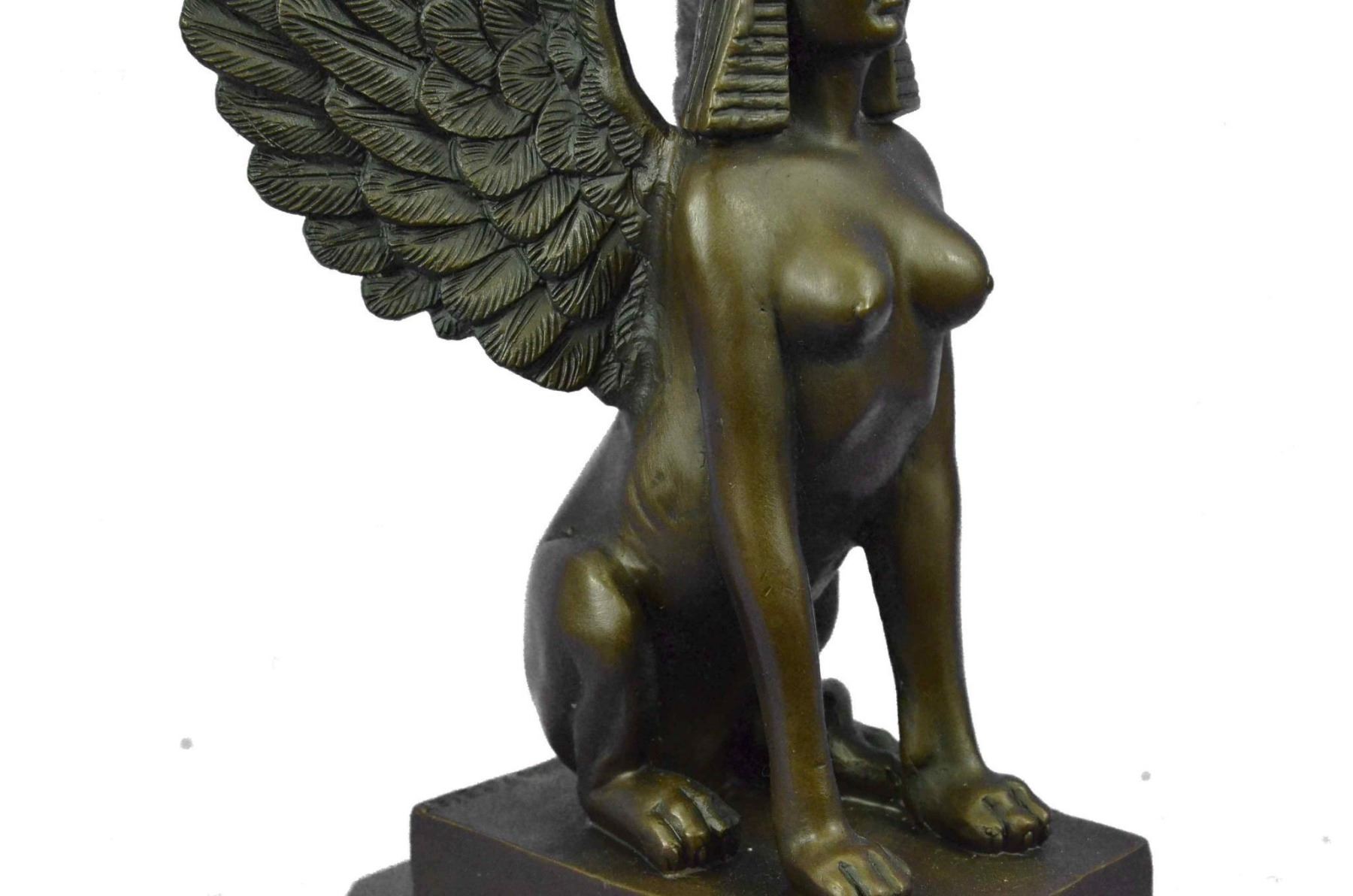 Egyptian Sphinx Signed Original Bronze Sculpture 12/" x 7/"