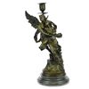 Image 7 : Eros & Psyche Bronze Candelabra Candle Holder Sculpture 14" x 6