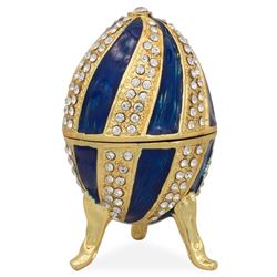 Faberge Inspired 2.5" Crystal Spire on Blue Enamel Royal Inspired Russian Egg