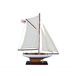 Wooden Columbia Model Sailboat Decoration 16"