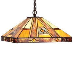 "ELY" Tiffany-style 2 Light Hanging Pendant Fixture 16" Shade