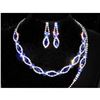 Image 1 : 3PC Royal Blue, Clear Rhinestones Necklace, Earrings & Bracelet Set
