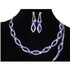 Image 3 : 3PC Royal Blue, Clear Rhinestones Necklace, Earrings & Bracelet Set
