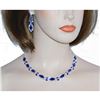 Image 5 : 3PC Royal Blue, Clear Rhinestones Necklace, Earrings & Bracelet Set