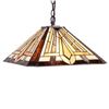 Image 1 : "DENTON" Tiffany-style 2 Light Mission Hanging Pendant Fixture 16"