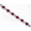 Image 1 : Glamorous Sparkling Party Silver Clear & Red Ruby Rhinestone Crystal Bracelet