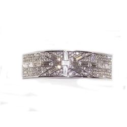 Clear Cubic Zircon Baguette Cut Silver Bracelet