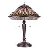 Image 2 : "MADELINE" Tiffany-style 2 Light Mission Table Lamp 16" Shade