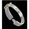 Image 2 : Designer Style Balinese Silver Wheat Gold Crystals Buckle Hinged Bangle Bracelet