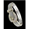 Image 3 : Designer Style Balinese Silver Wheat Gold Crystals Buckle Hinged Bangle Bracelet