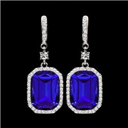 Rhodium Plated Blue Crystal Rhinestone Wedding Drop Dangle Earrings