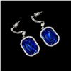 Image 2 : Rhodium Plated Blue Crystal Rhinestone Wedding Drop Dangle Earrings
