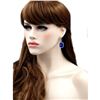 Image 3 : Rhodium Plated Blue Crystal Rhinestone Wedding Drop Dangle Earrings