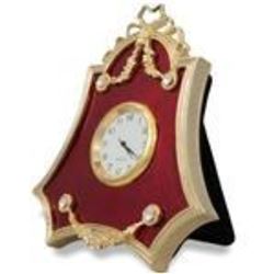 4" Faberge Red Enameled Guilloche Russian Antique Style Clock