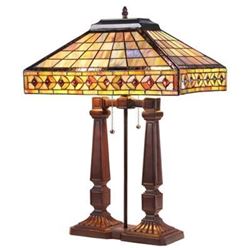 "SHERWIN" Tiffany-style 2 Light Mission Table Lamp 16" Shade