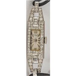 Platinum Vintage Diamond Ladies Wristwatch With Two Carats Diamonds