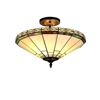 Image 1 : Tiffany-style Mission 2 Light Semi-flush Ceiling Fixture 16" Shade