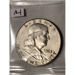 RARE 1963 D over D Silver Franklin Half Dollar Nice Early US Coin