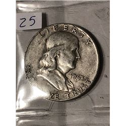 1963 D Silver Franklin Half Dollar Nice Early US Coin