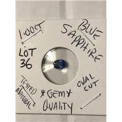 GEM 1.00 Carat BLUE SAPPHIRE GEM QUALITY Oval Cut Tested Natural