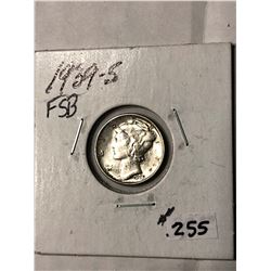 1939 S Full Split Bands Mercury Silver Dime High Grade