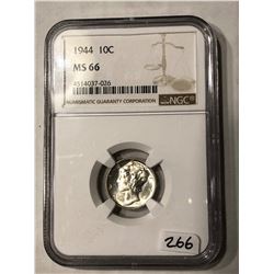 1944 Mercury Dime Certified NGC MS 66