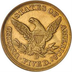 [L#3494] 1852-D $5 HALF EAGLE PCGS MS63