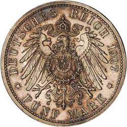 [L#5534] Germ Baden 5 Mark 1907 Unc