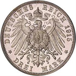 [L#5535] Germ Baden 3 Mark 1915G Proof